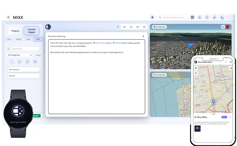 Mixx Reality platform showing interactive spatial data visualization